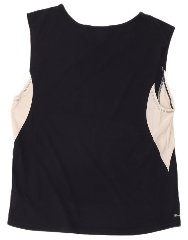 Nike Mens Vest Top UK 42 /44 Large Navy Blue Colourblock Cotton