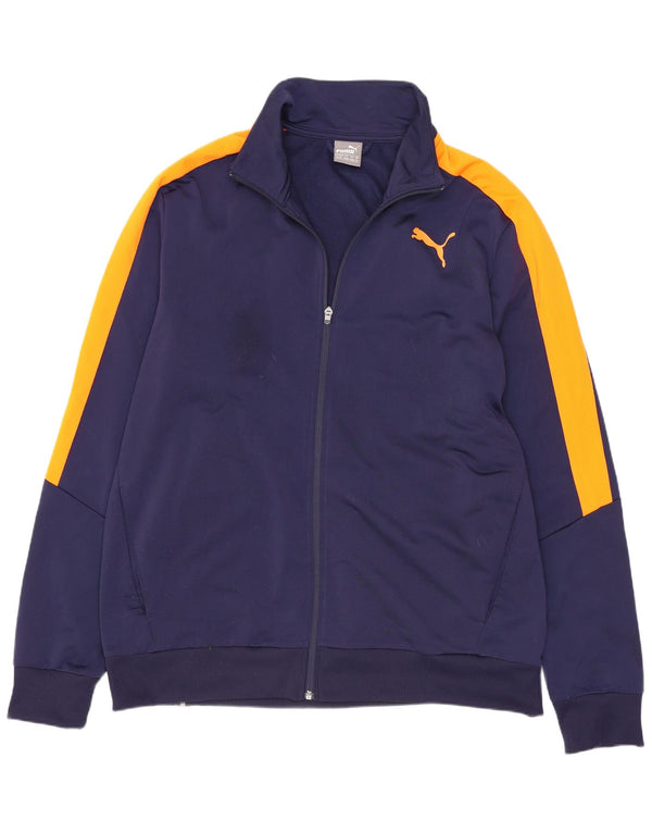 Puma Mens Tracksuit Top Jacket XL Navy Blue Colourblock Polyester Sports