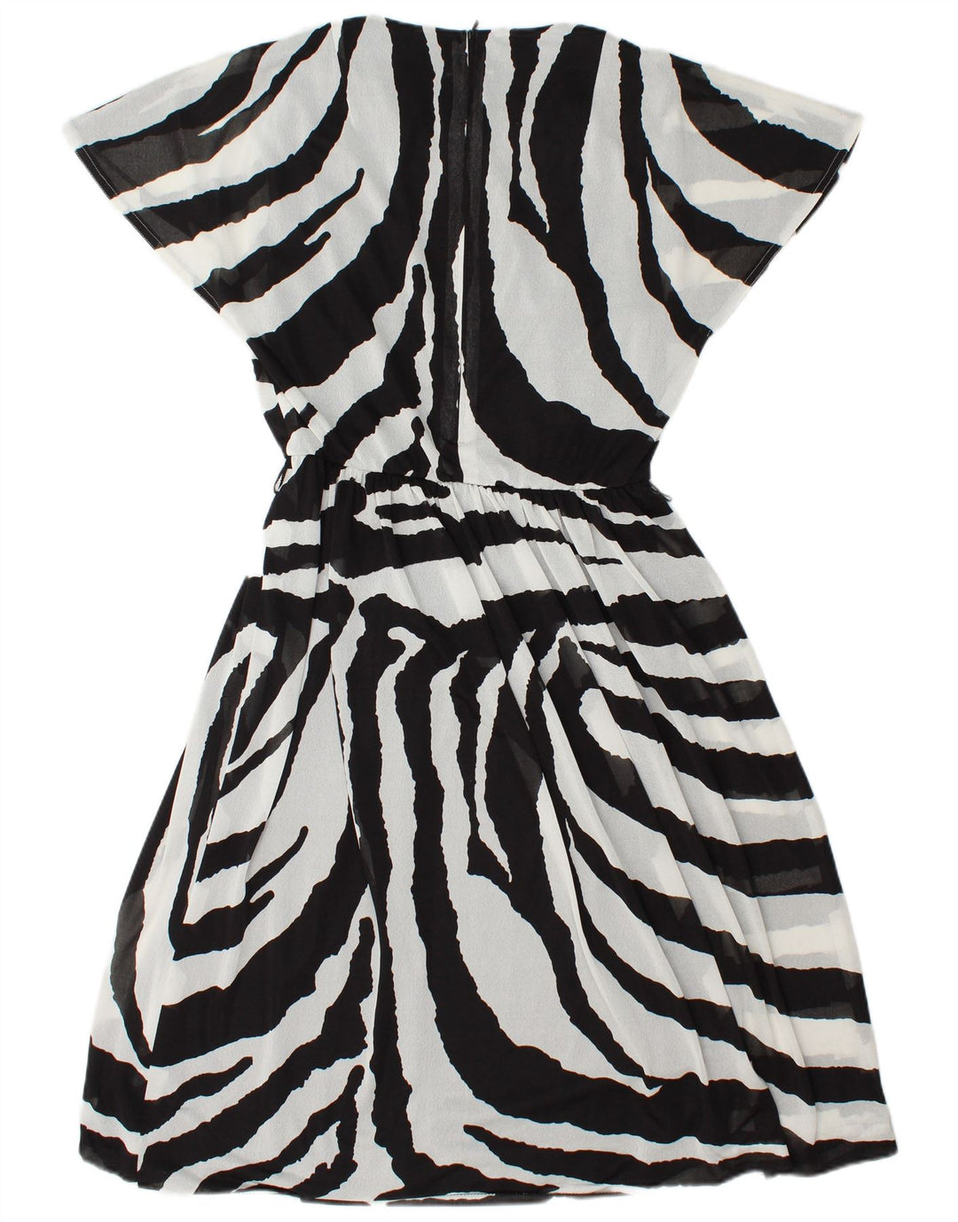 VINTAGE Womens A-Line Dress EU 38 Medium Black Striped Polyester