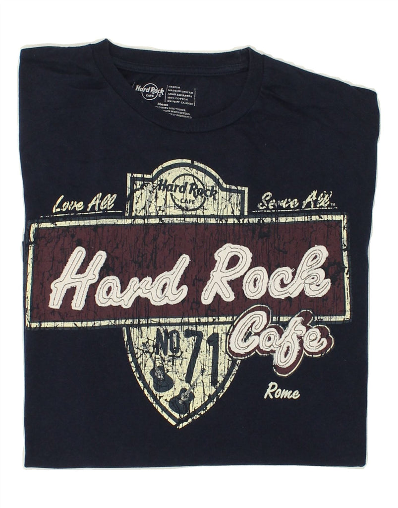 HARD ROCK CAFE Mens Rome Graphic T-Shirt Top Medium Navy Blue Cotton | Vintage Hard Rock Cafe | Thrift | Second-Hand Hard Rock Cafe | Used Clothing | Messina Hembry 