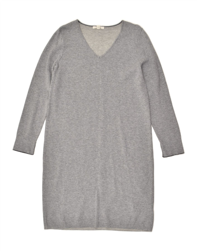 WHITE STUFF Womens Long Sleeve Jumper Dress UK 16 Large Grey Cotton | Vintage White Stuff | Thrift | Second-Hand White Stuff | Used Clothing | Messina Hembry 