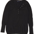 Gap Womens Button Neck Jumper Sweater UK 14 Medium Black Cotton