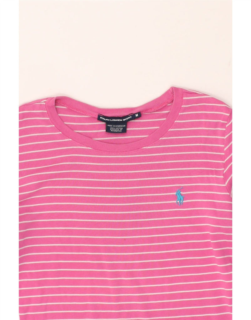 RALPH LAUREN Womens Top Long Sleeve UK 12 Medium Pink Striped Cotton | Vintage Ralph Lauren | Thrift | Second-Hand Ralph Lauren | Used Clothing | Messina Hembry 