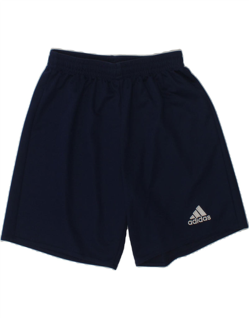 ADIDAS Boys Climalite Graphic Sport Shorts 9-10 Years Navy Blue Polyester | Vintage Adidas | Thrift | Second-Hand Adidas | Used Clothing | Messina Hembry 