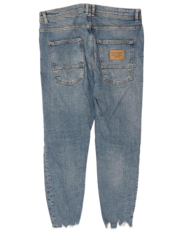Zara Mens Skinny Distressed Cropped Jeans EU 42 Large W32 L24 Blue Cotton