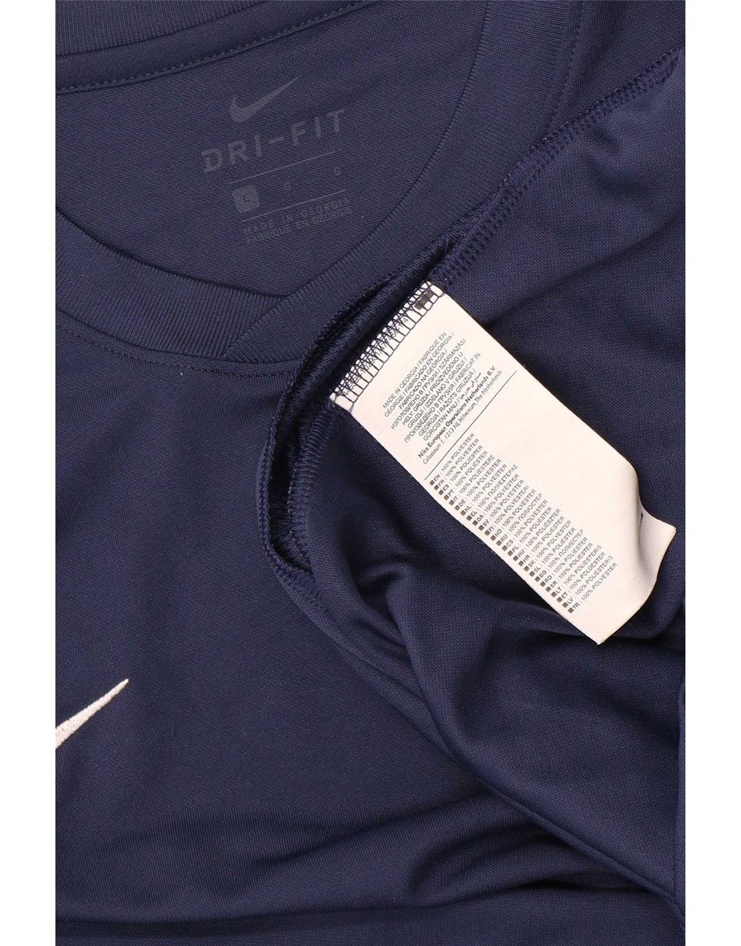 Nike Mens Dri Fit T-Shirt Top Large Navy Blue Polyester