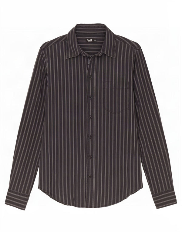 Dolce & Gabbana Mens Regular Fit Shirt IT 48 Medium Navy Blue Striped