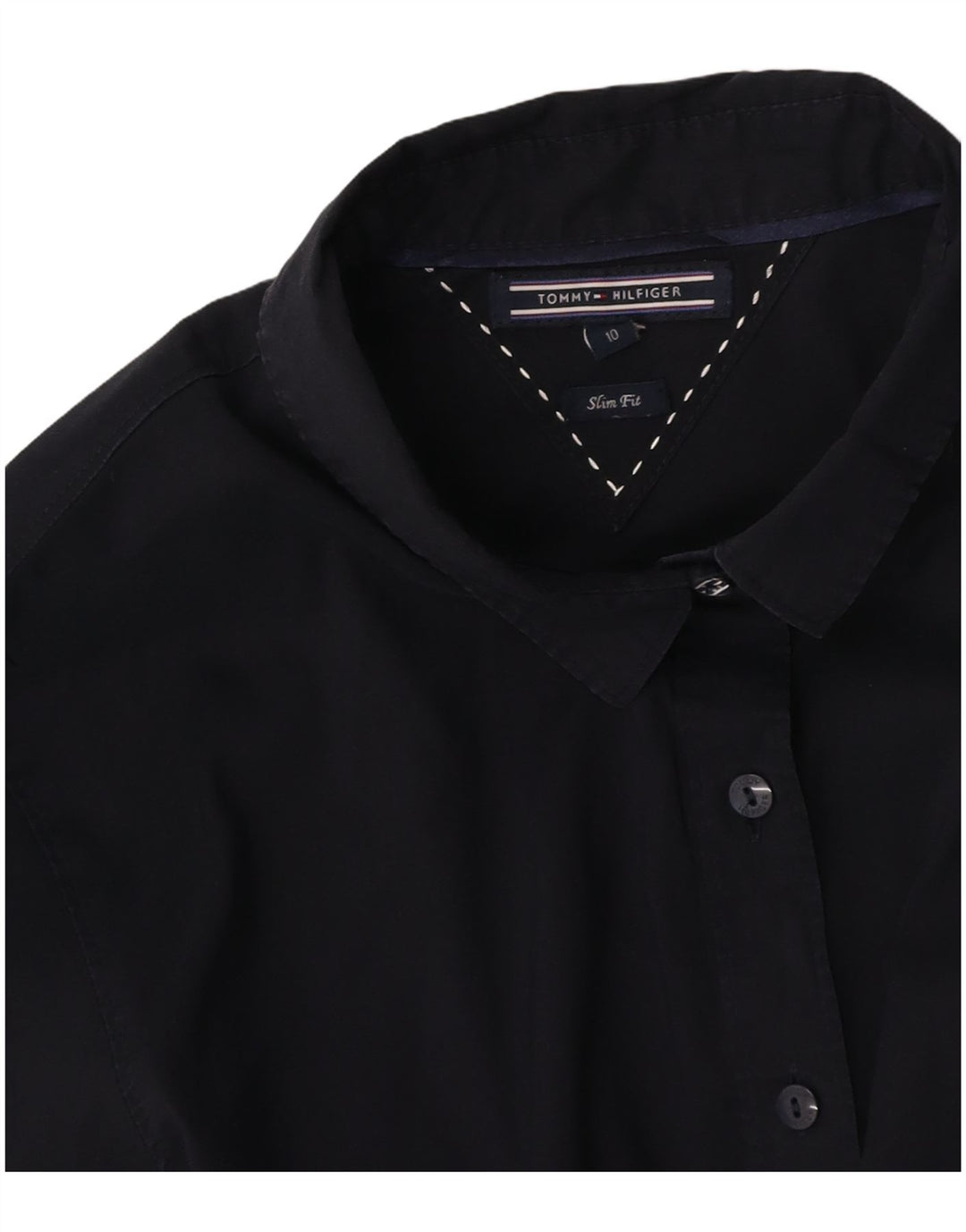 TOMMY HILFIGER Womens Slim Fit Shirt US 10 Large Navy Blue