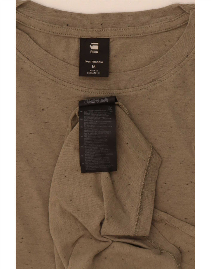 G-Star Mens T-Shirt Top Medium Khaki Flecked Cotton