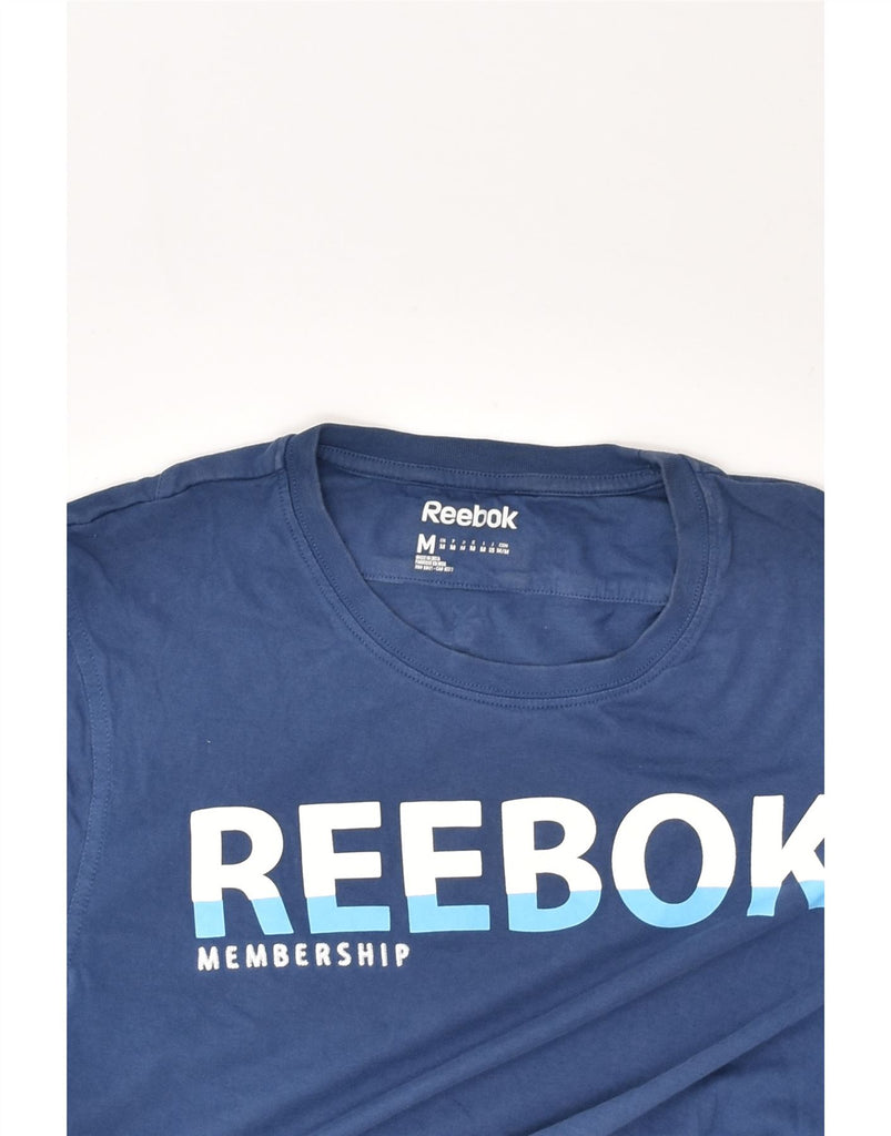 REEBOK Mens Graphic T-Shirt Top Medium Blue Cotton | Vintage Reebok | Thrift | Second-Hand Reebok | Used Clothing | Messina Hembry 