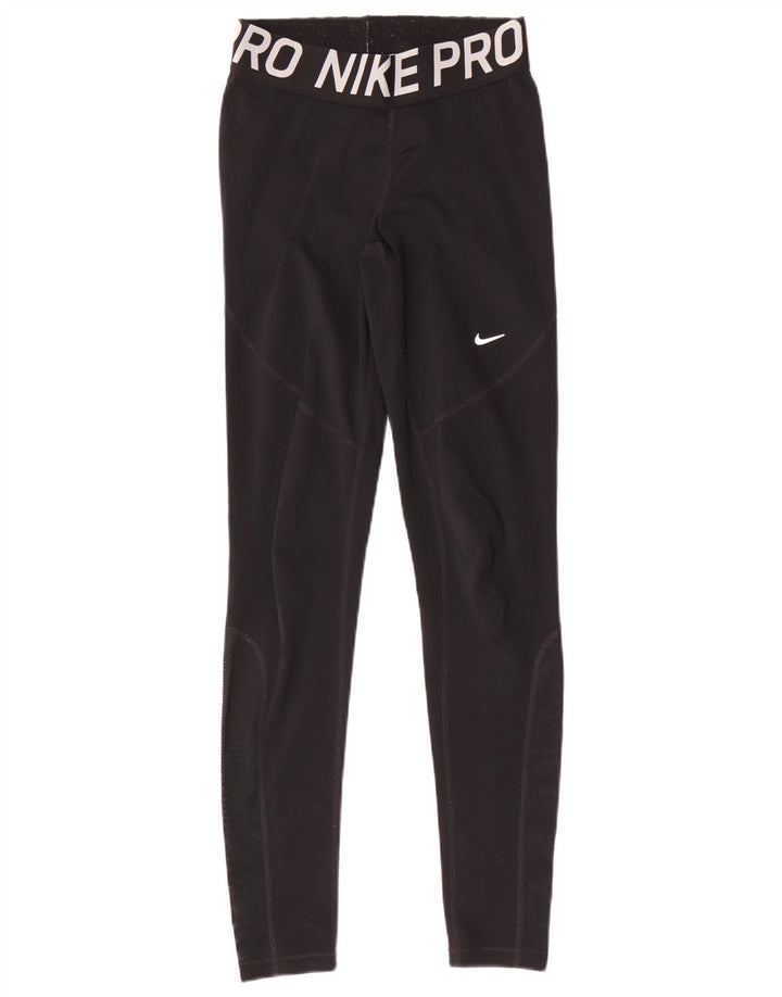 Nike Womens Dri Fit Graphic Leggings UK 8 Small  Black Polyester