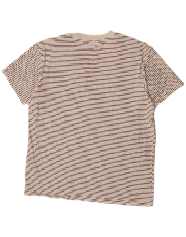 Jack & Jones Mens T-Shirt Top XL White Pinstripe Cotton