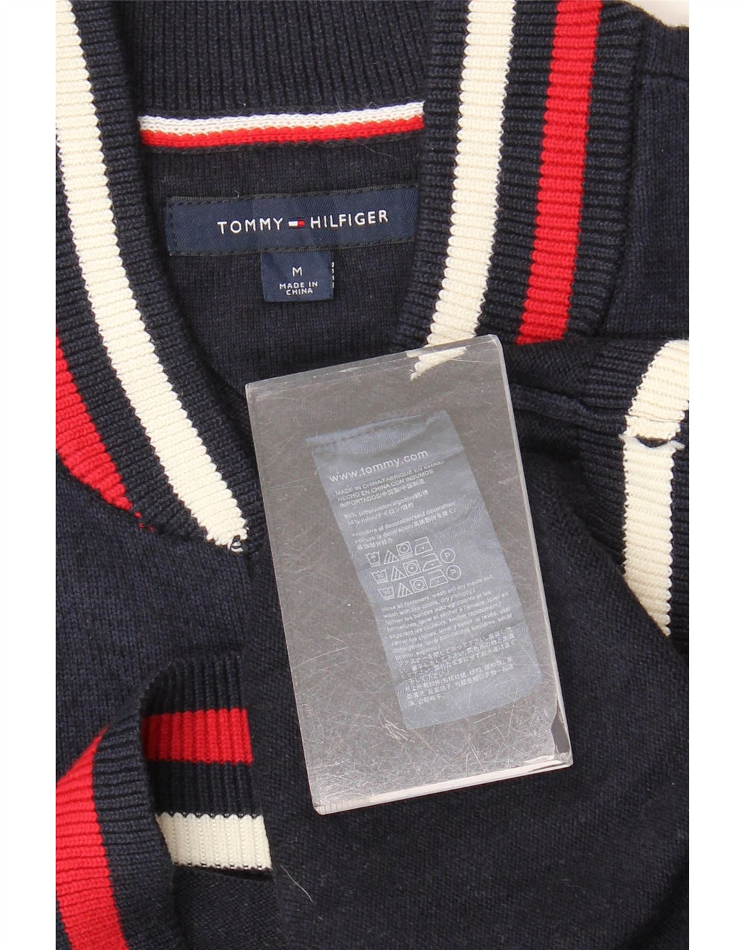 Tommy Hilfiger Mens Cardigan Sweater Medium Navy Blue Cotton