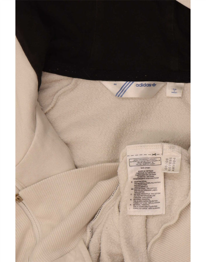 Adidas Womens Graphic Zip Hoodie Sweater IT 44 Medium White Colourblock