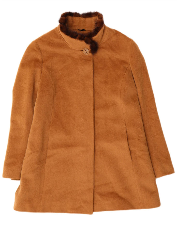 Vintage Womens Overcoat IT 43 Medium Brown Wool