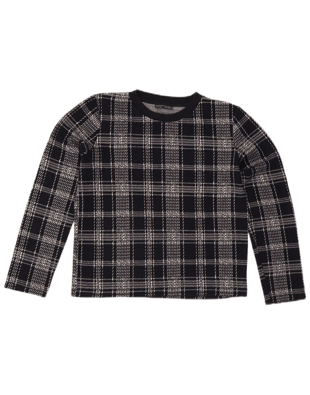 ZARA Womens Sweatshirt Jumper UK 14 Medium Navy Blue Check