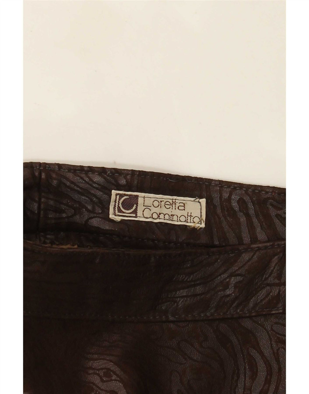 Vintage Womens Leather Skirt W28 Medium Brown Animal Print