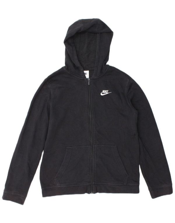 Nike Boys Zip Hoodie Sweater 13-14 Years XL Black Cotton