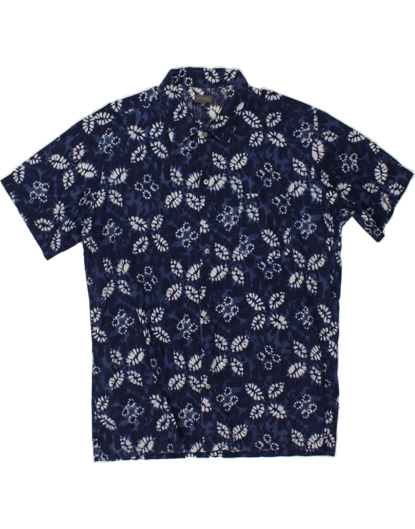 OVIESSE Mens Abstract Pattern Short Sleeve Shirt 2XL Navy Blue