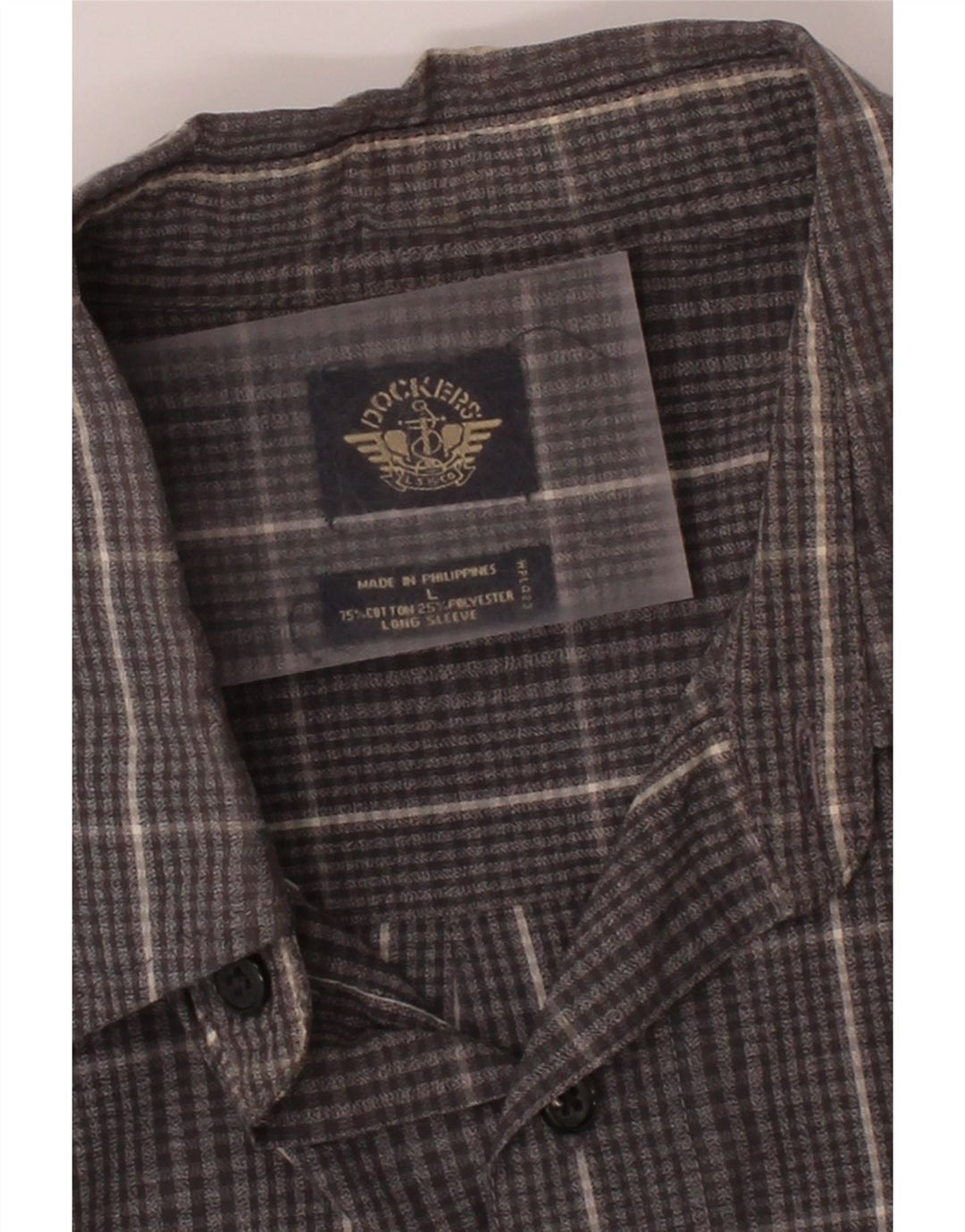 DOCKERS Mens Flannel Shirt Large Grey Check Cotton Vintage Dockers and Second-Hand Dockers from Messina Hembry 