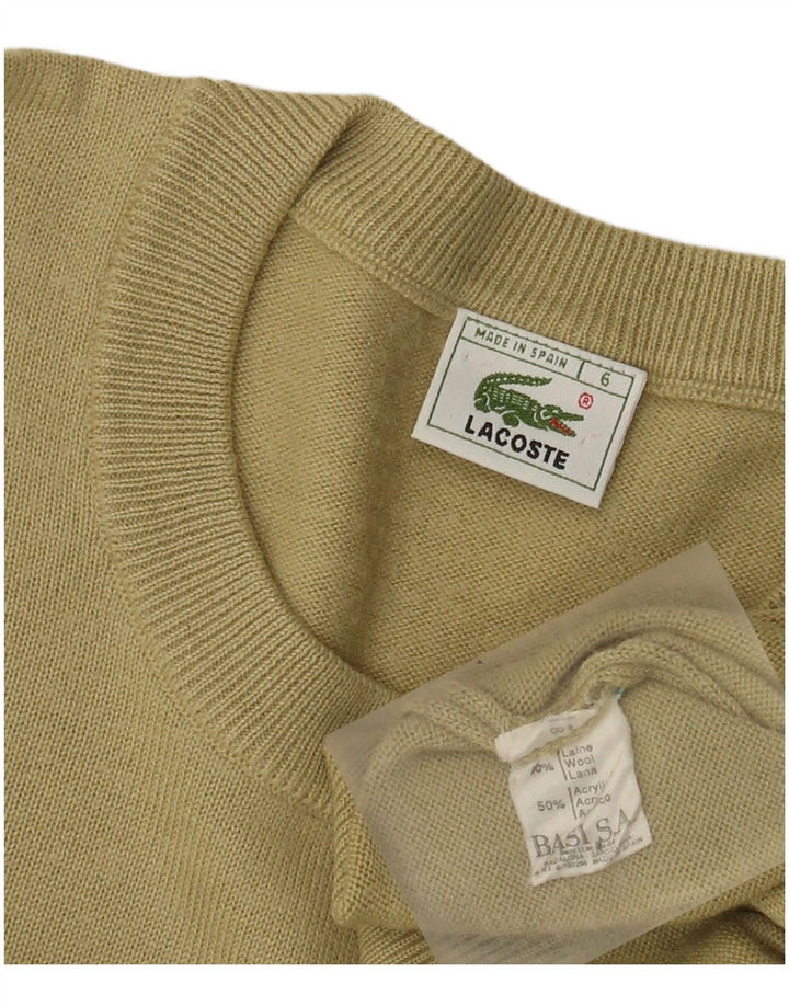 Lacoste Mens Crew Neck Jumper Sweater Size 6 XL Khaki Wool