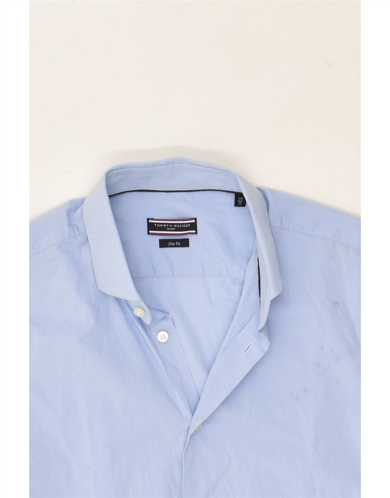 TOMMY HILFIGER Mens Slim Fit Shirt Size 38 15 Medium Blue | Vintage Tommy Hilfiger | Thrift | Second-Hand Tommy Hilfiger | Used Clothing | Messina Hembry 