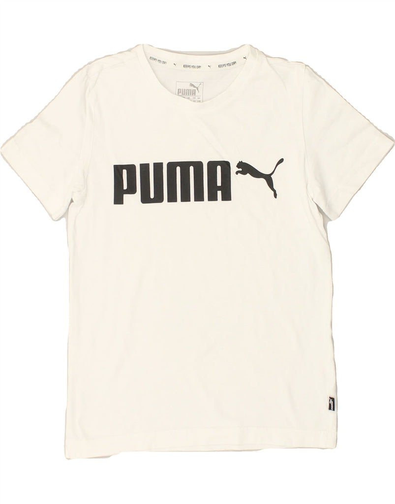 PUMA Boys Graphic T-Shirt Top 9-10 Years White Cotton | Vintage Puma | Thrift | Second-Hand Puma | Used Clothing | Messina Hembry 