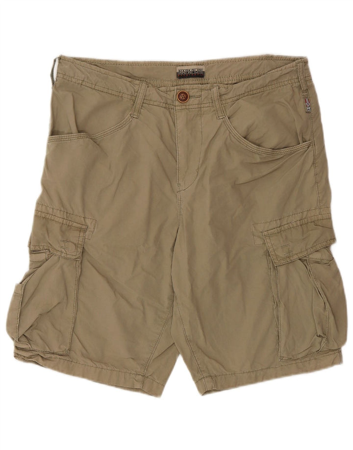 Napapijri Mens Cargo Shorts W30 Medium Khaki Cotton