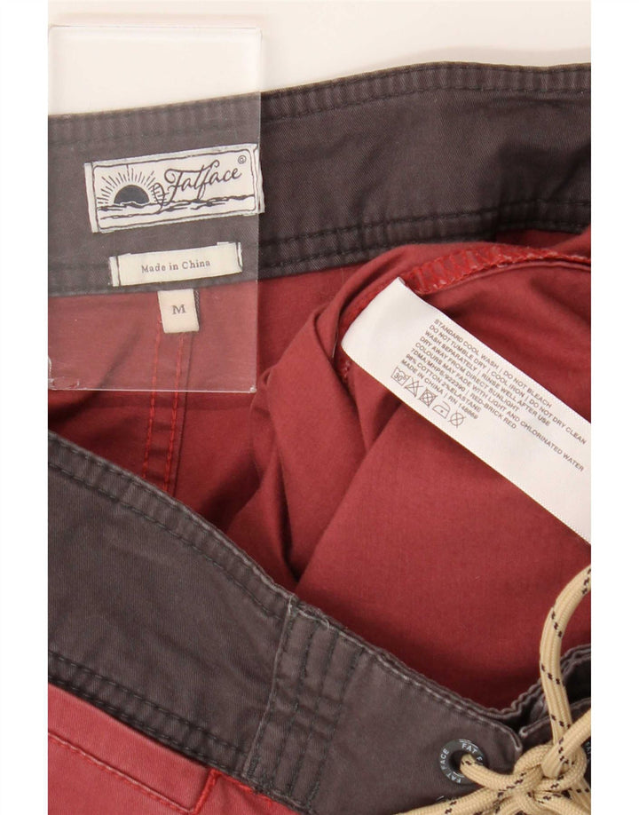 Fat Face Mens Swimming Shorts Medium Red Colourblock Cotton