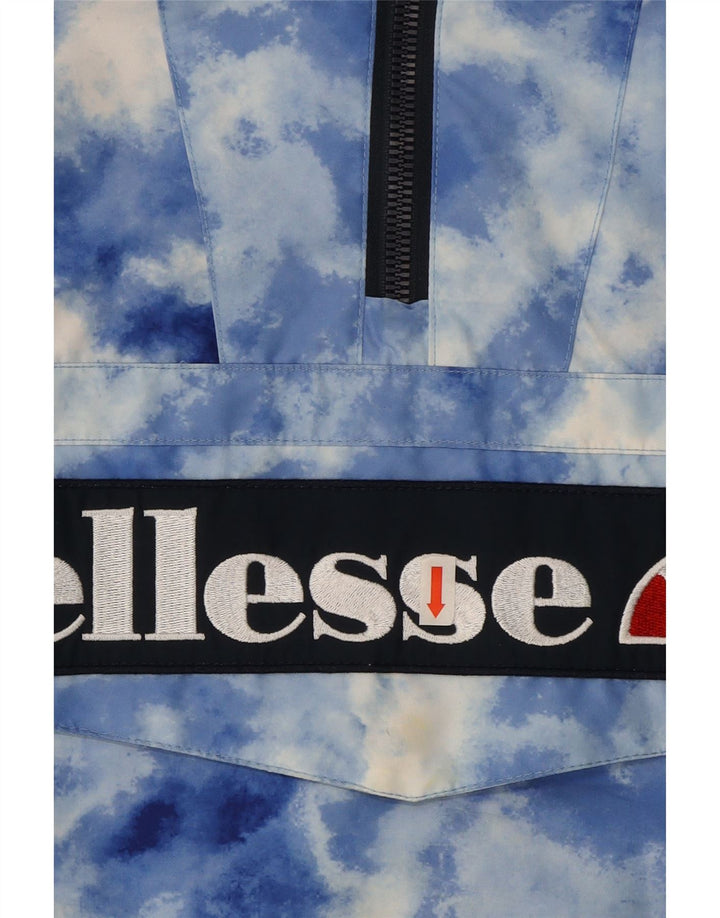 Ellesse Mens Hooded Pullover Rain Jacket UK 36 Small Blue Tie Dye Polyester