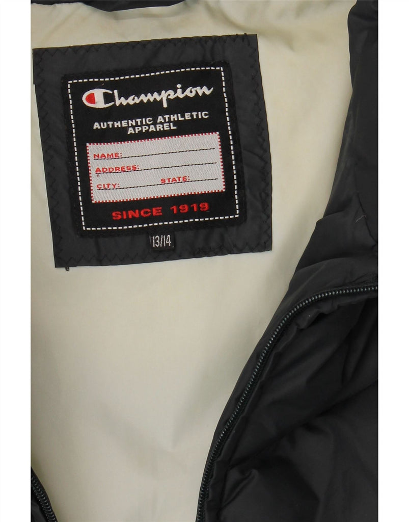 CHAMPION Boys Padded Jacket 13-14 Years Black Vintage Champion and Second-Hand Champion from Messina Hembry 