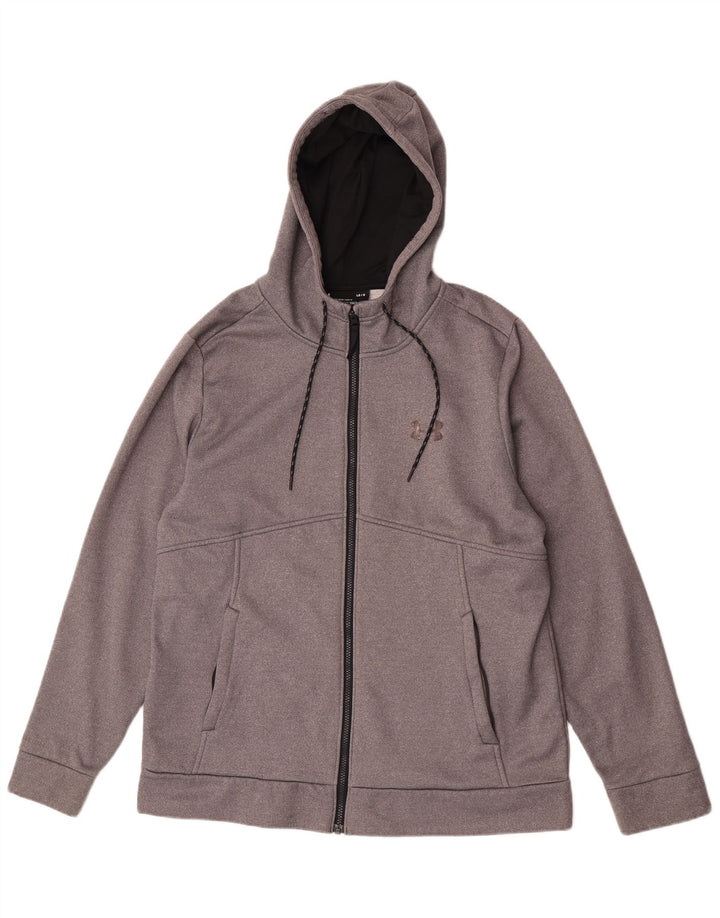 Under Armour Mens Cold Gear Zip Hoodie Sweater Large Grey Polyester