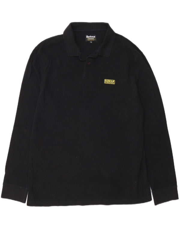 BARBOUR Mens Long Sleeve Polo Shirt 2XL Black Cotton