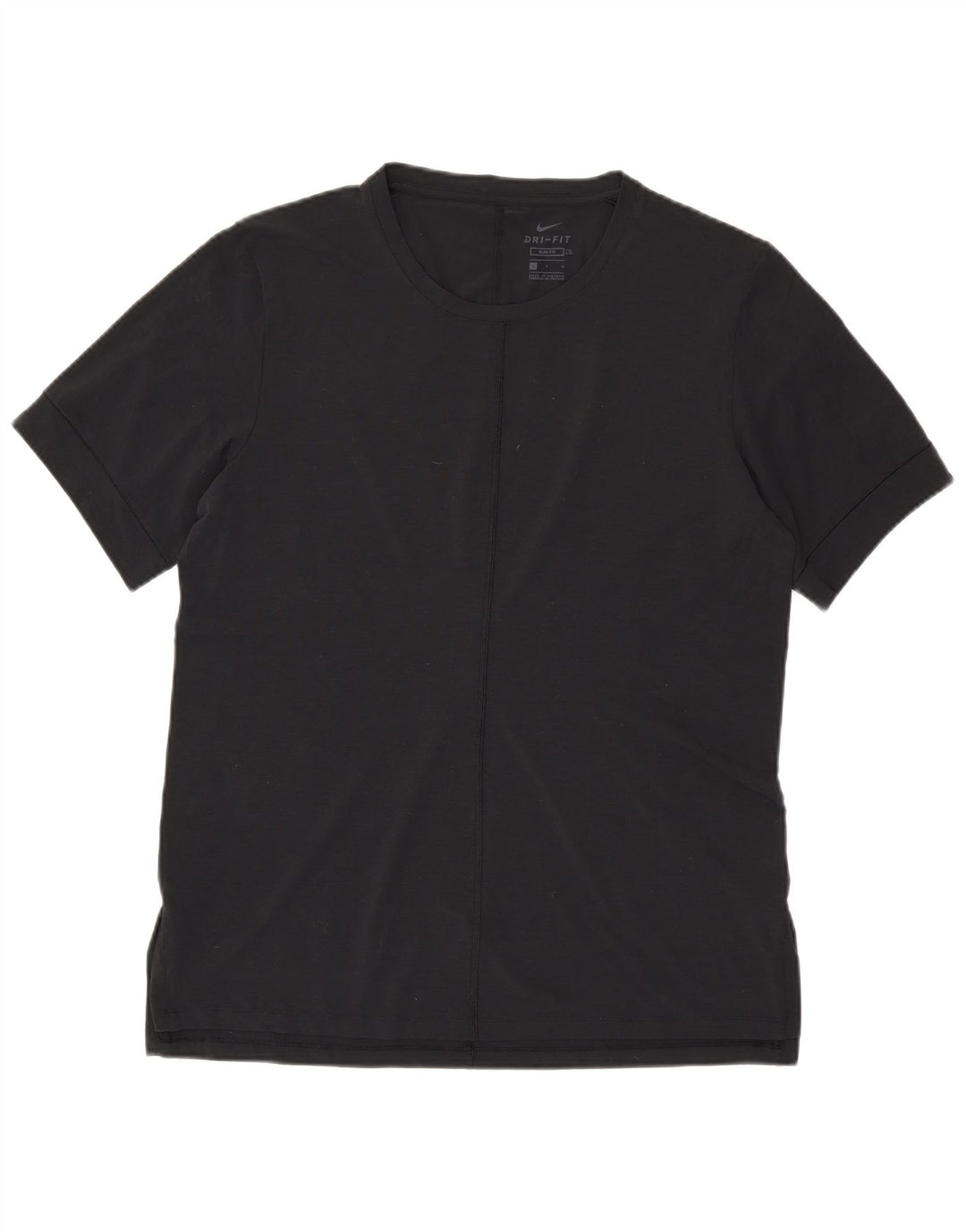 NIKE Mens Dri Fit Slim Fit T-Shirt Top Large Black Polyester