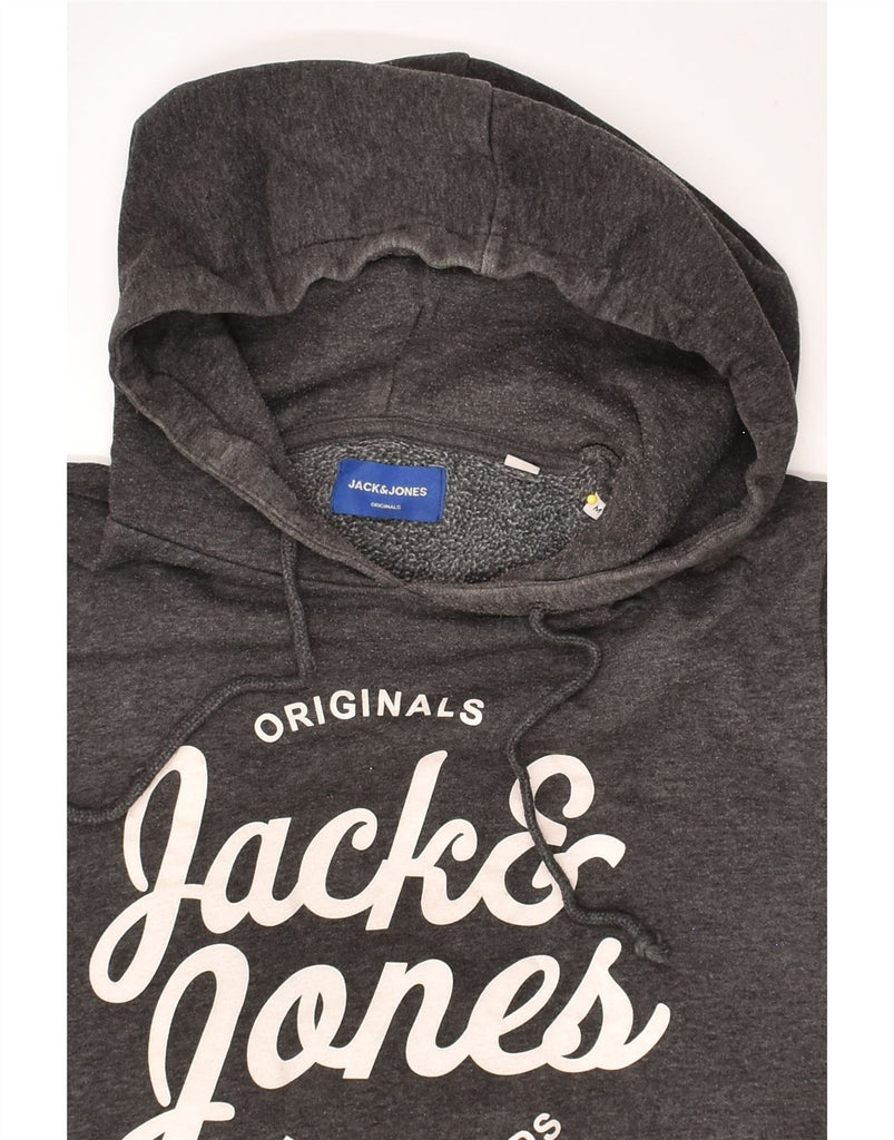 JACK & JONES Mens Graphic Hoodie Jumper Medium Grey Cotton | Vintage Jack & Jones | Thrift | Second-Hand Jack & Jones | Used Clothing | Messina Hembry 