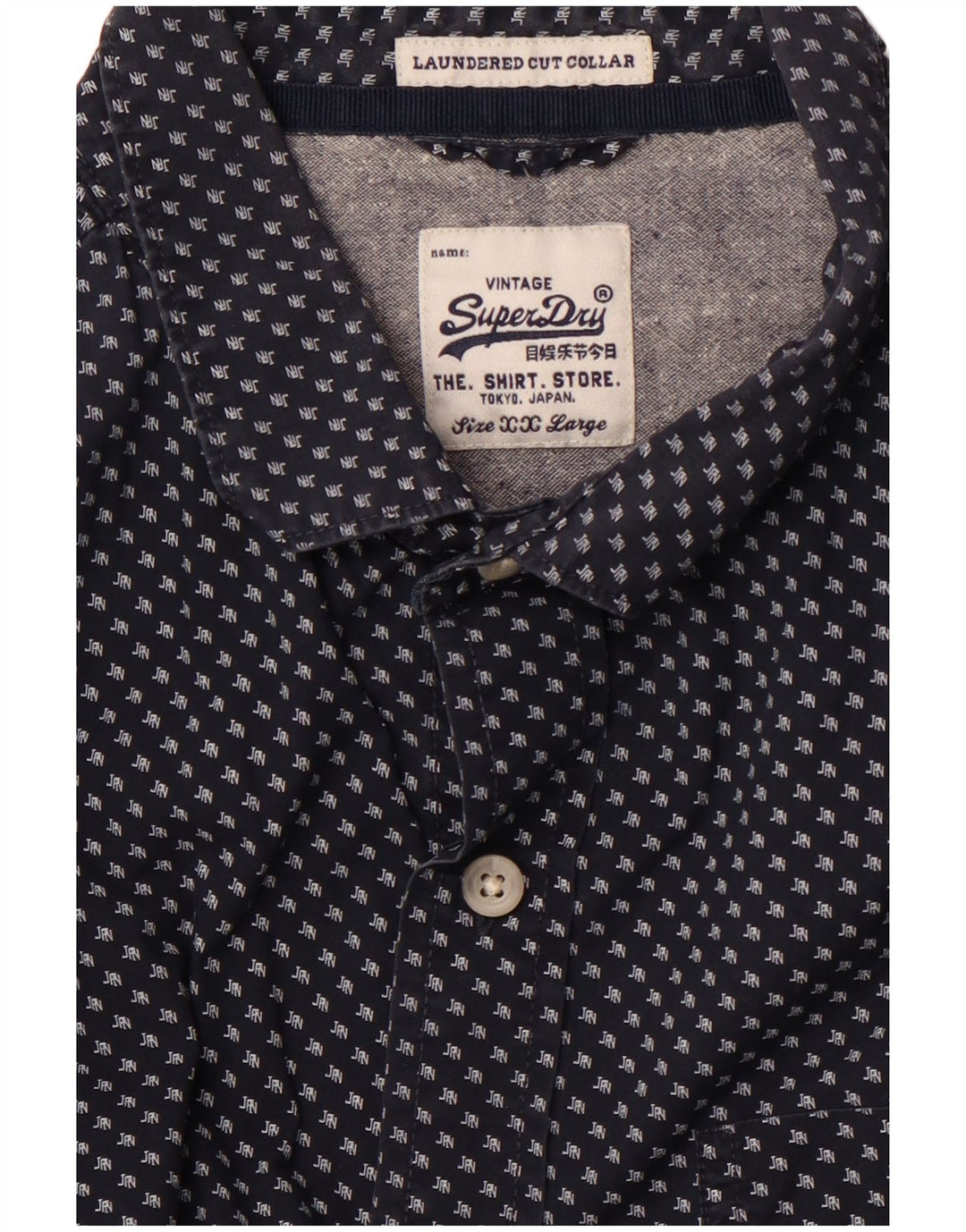 SUPERDRY Mens Graphic Shirt 2XL Navy Blue Spotted