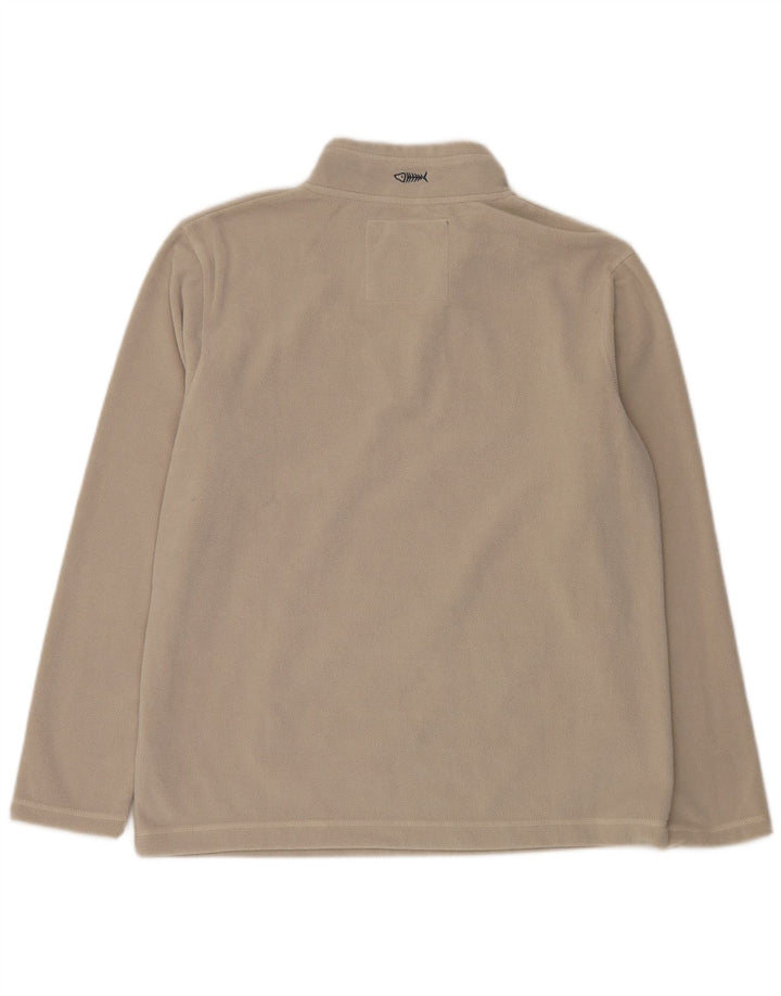 Weird Fish Mens Zip Neck Fleece Jumper Large Off White Polyester