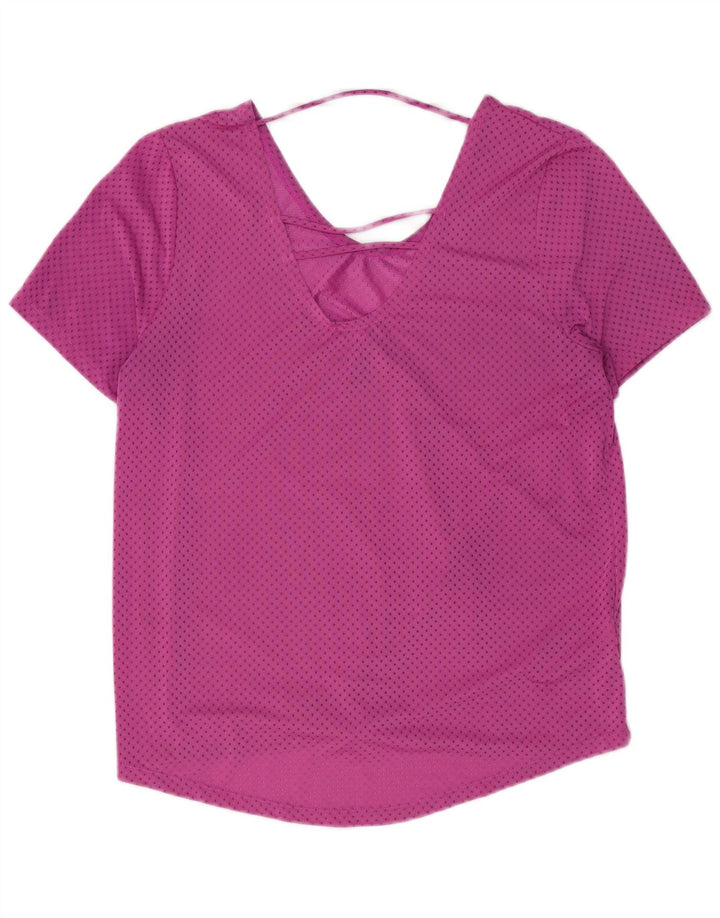 NIKE Womens Dri Fit T-Shirt Top UK 14 Medium Pink Spotted Polyester