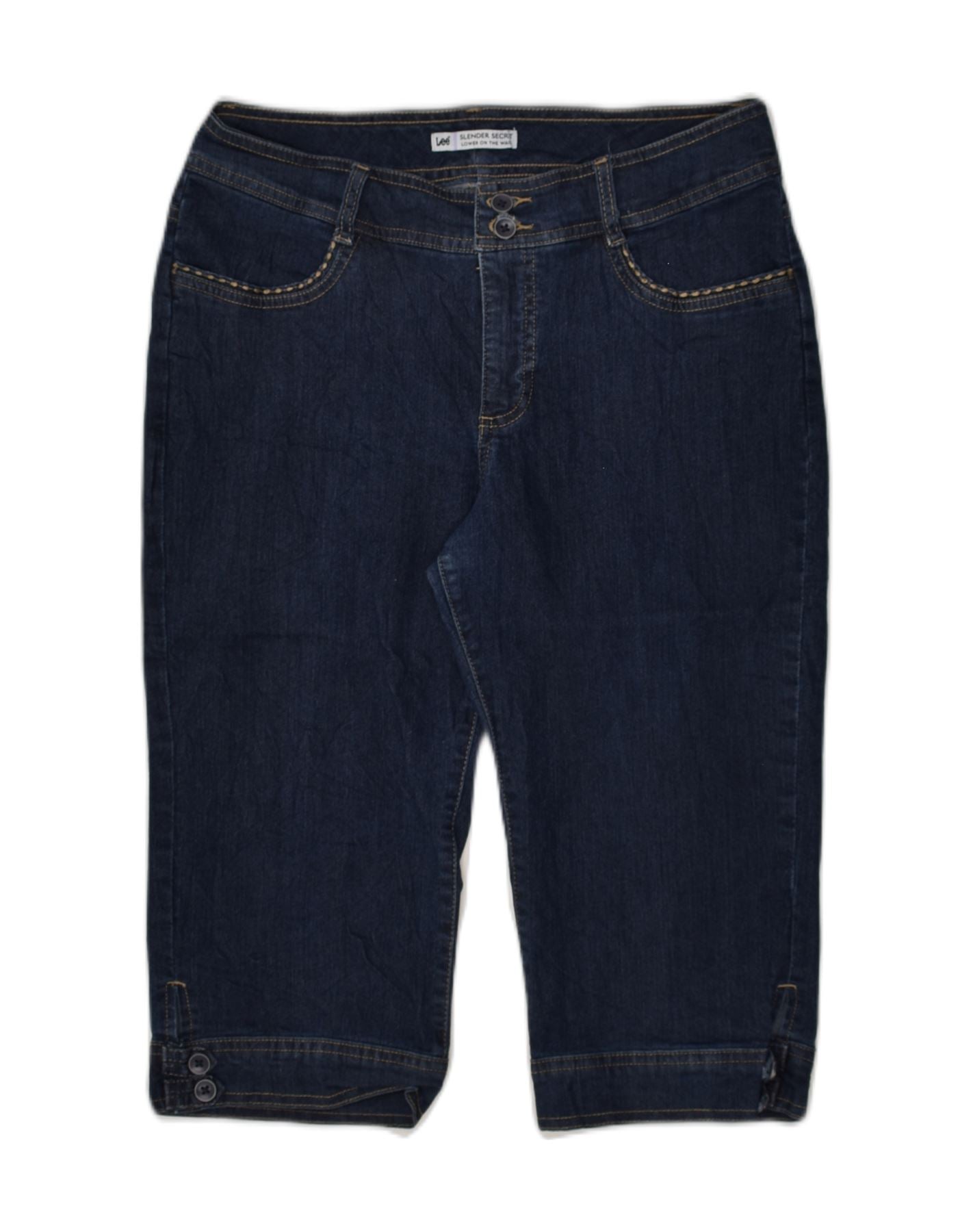 LEE Womens Slender Secret Straight Capri Jeans US 10 Large W30 L16 Blue, Vintage & Second-Hand Clothing Online