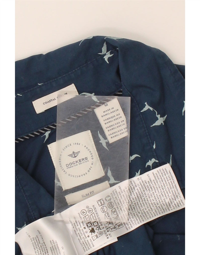 DOCKERS Mens Graphic Slim Fit Shirt Medium Navy Blue Cotton Vintage Dockers and Second-Hand Dockers from Messina Hembry 