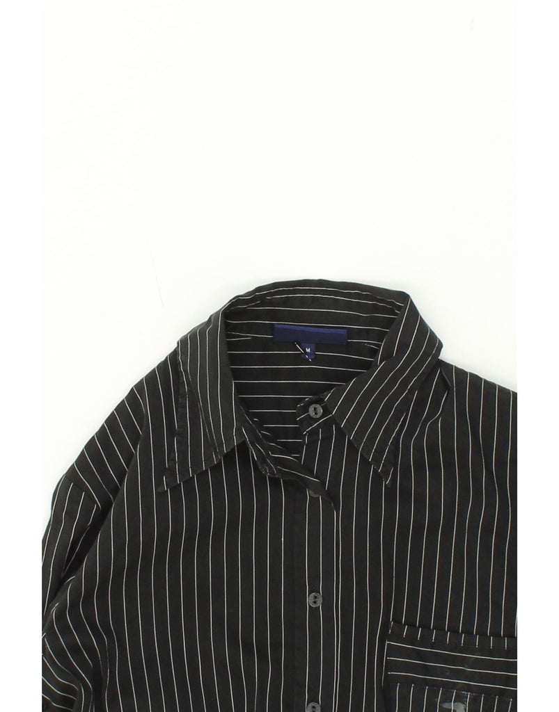 TRUSSARDI JEANS Mens Shirt Medium Black Pinstripe Cotton Vintage Trussardi Jeans and Second-Hand Trussardi Jeans from Messina Hembry 