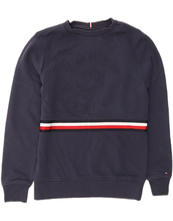 Tommy Hilfiger Boys Sweatshirt Jumper 11-12 Years Navy Blue Colourblock