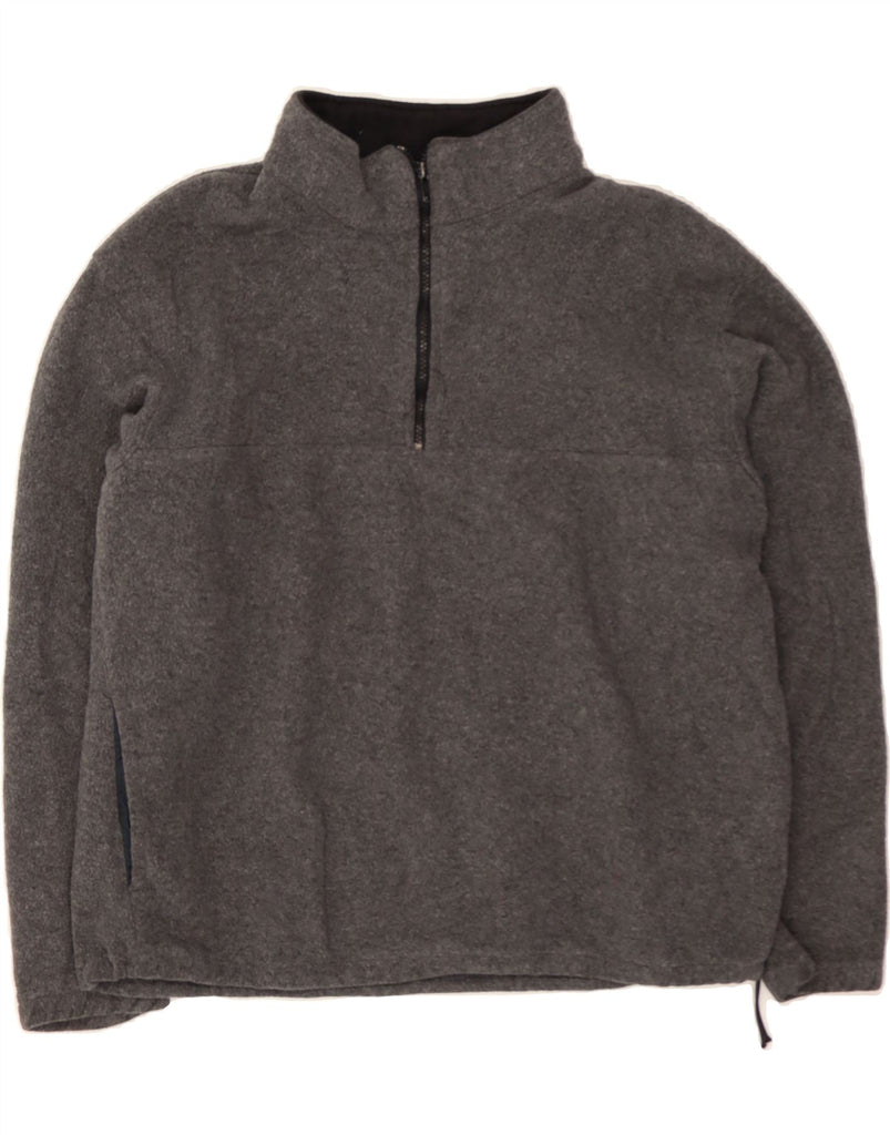 J. CREW Womens Oversized Zip Neck Fleece Jumper UK 16 Large Grey Polyester Vintage J. Crew and Second-Hand J. Crew from Messina Hembry 