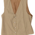 Vintage Womens Waistcoat UK 12 Medium Beige Gingham
