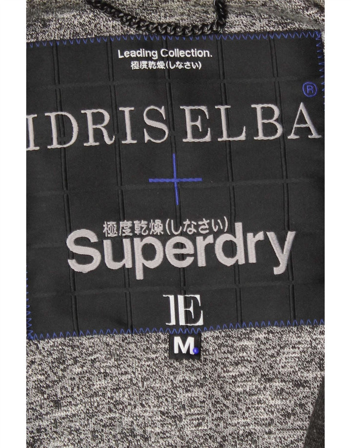 Superdry Mens Varsity Jacket UK 38 Medium Grey Striped Acrylic