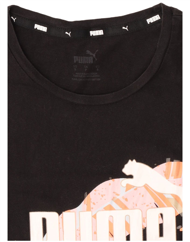 Puma Womens Graphic T-Shirt Top UK 10 Small Black