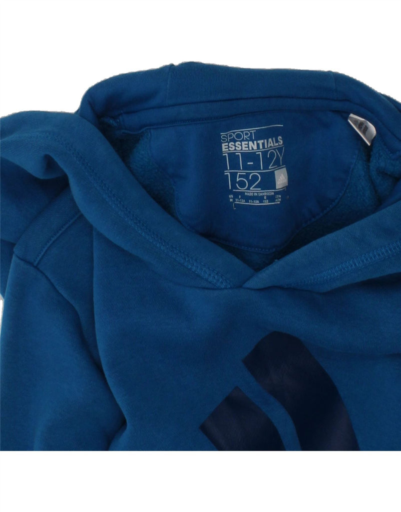 ADIDAS Boys Graphic Hoodie Jumper 11-12 Years Blue Cotton Vintage Adidas and Second-Hand Adidas from Messina Hembry 