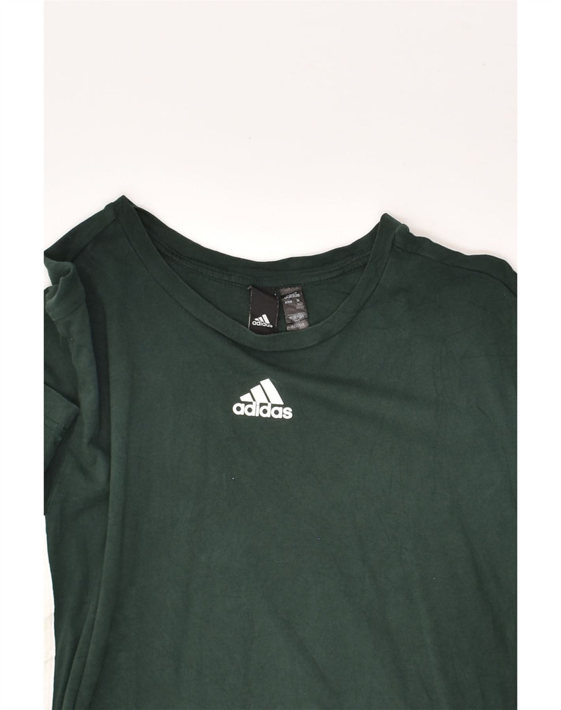 ADIDAS Womens Crop Graphic T-Shirt Top UK 6 XS Green Cotton | Vintage Adidas | Thrift | Second-Hand Adidas | Used Clothing | Messina Hembry 