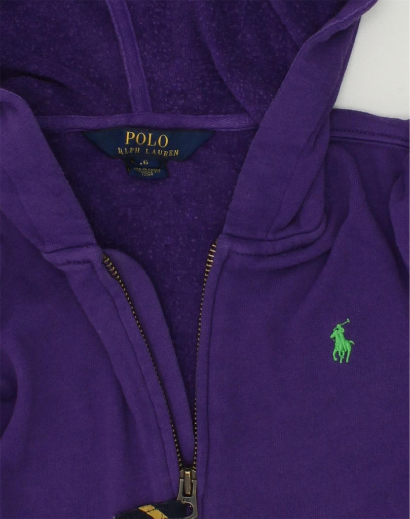 POLO RALPH LAUREN Girls Zip Hoodie Sweater 5-6 Years Purple Cotton | Vintage Polo Ralph Lauren | Thrift | Second-Hand Polo Ralph Lauren | Used Clothing | Messina Hembry 