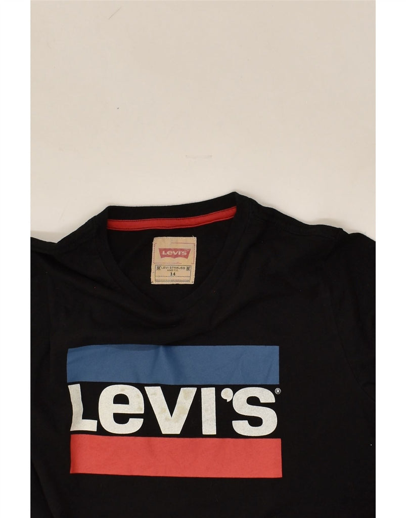 LEVI'S Boys Graphic Top Long Sleeve 13-14 Years Black Cotton | Vintage Levi's | Thrift | Second-Hand Levi's | Used Clothing | Messina Hembry 